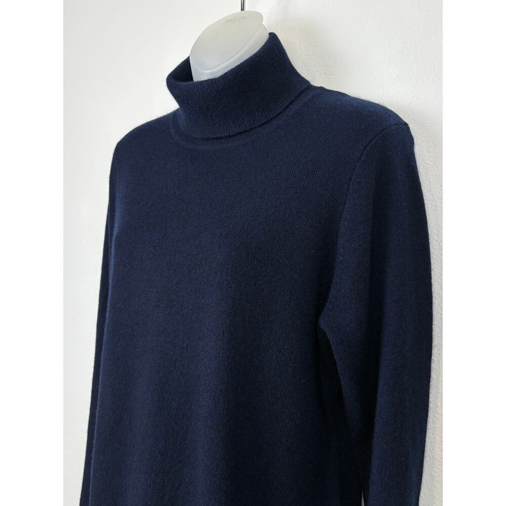 Charter Club Luxury Macy's 100% Cashmere Turtleneck Sweater Dark Navy Blue L - Picture 2 of 5